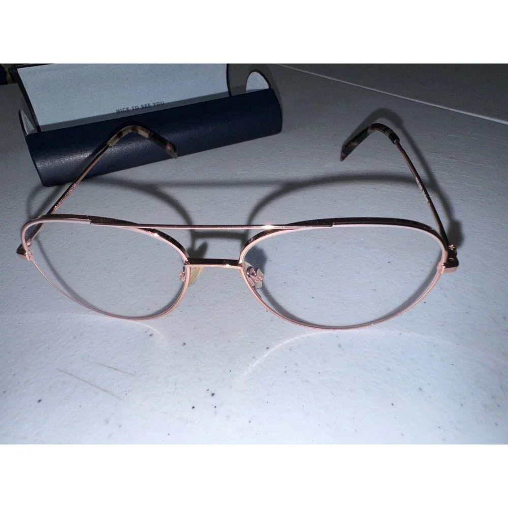 Warby Parker York 2223 Polished Rose Gold Aviator Eyeglasses with Case 53-15-145